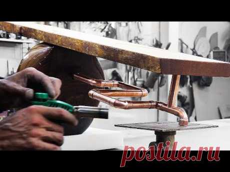 Ручной умывальник DIY раковина из карагача и медные трубы. Сделать своими руками