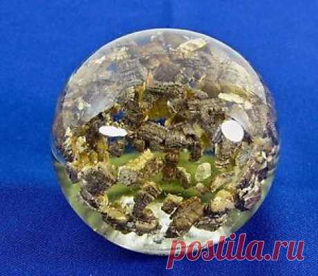 Saint St Clair Art Glass Paperweight Gold Fleck Vermiculite Contents | eBay | US $21,50 | ...художественное стекло пресс-папье-золотых крапинок вермикулит содержимого...