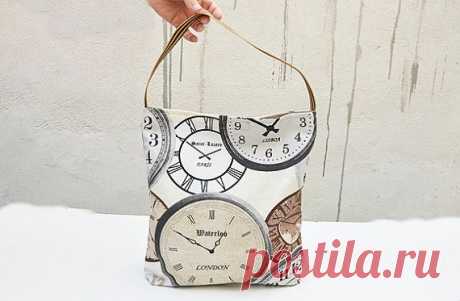 World Clock Handbag. Tote Canvas Bag Print Wold Clock от Loutik