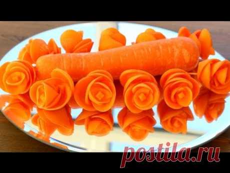 Beautiful Rose & Carrot Flowers Design - Best Vegetable Carving Garnish