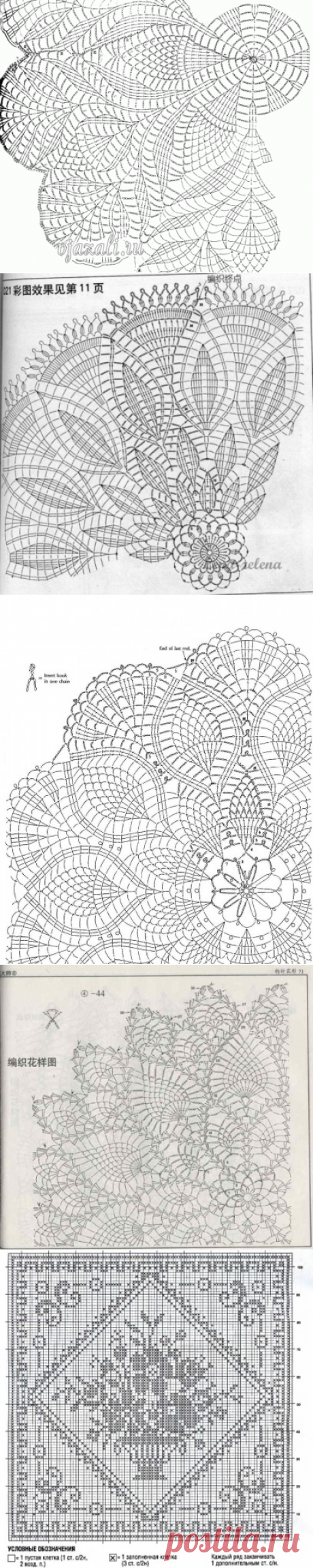 Подборка схем салфеток крючком