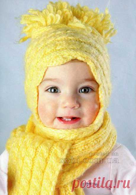комплект «Хризантема»: шапочка и шарфик для девочки