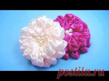 ПЫШНЫЙ ЦВЕТОК из атласной ленты. Мастер-класс / Satin Ribbon Flower Tutorial / ✿ NataliDoma