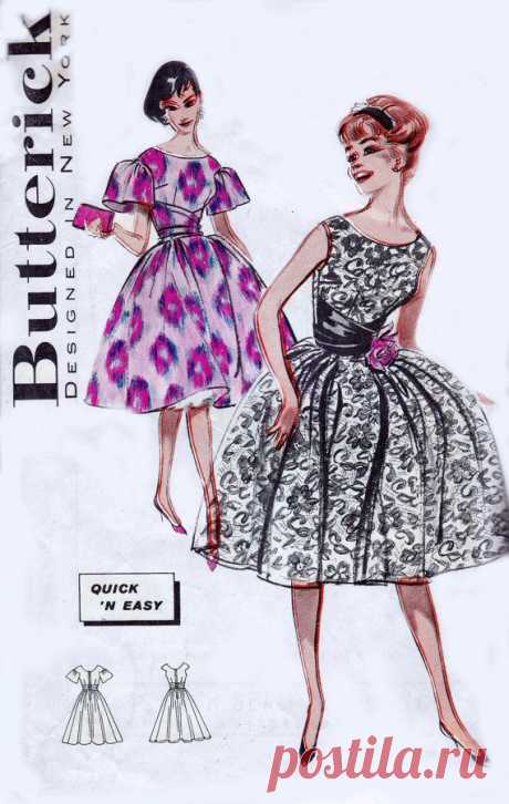 50s Full Skirt Dress Pattern Butterick 9139 Prom Dress &amp; Cummerbund Vintage…