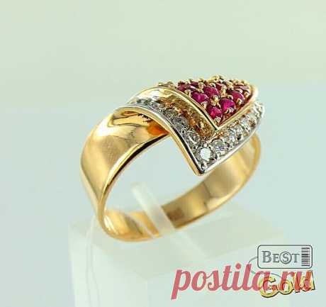 Золотое кольцо с рубинами и бриллиантами - 33 089 руб