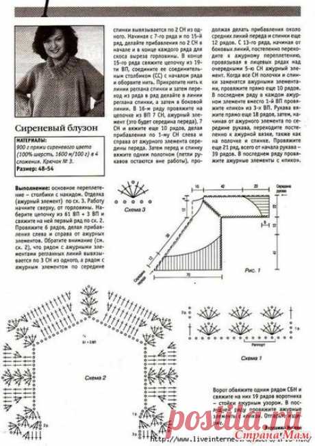 Широкий блузон. - ВЯЗАНАЯ МОДА+ ДЛЯ НЕМОДЕЛЬНЫХ ДАМ - Страна Мам