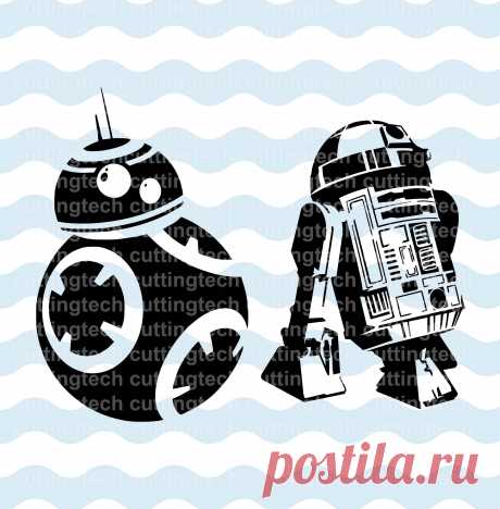 StarWars BB8 and R2D2 droids SVG PNG Cut Files for use with