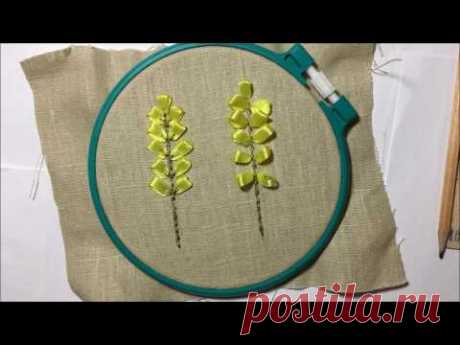 Люпин вышитый лентами (простой способ) / Lupine embroidered with ribbons (simple way)