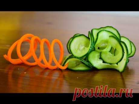 How to Make a Carrot Slinky and Cucumber Garnish