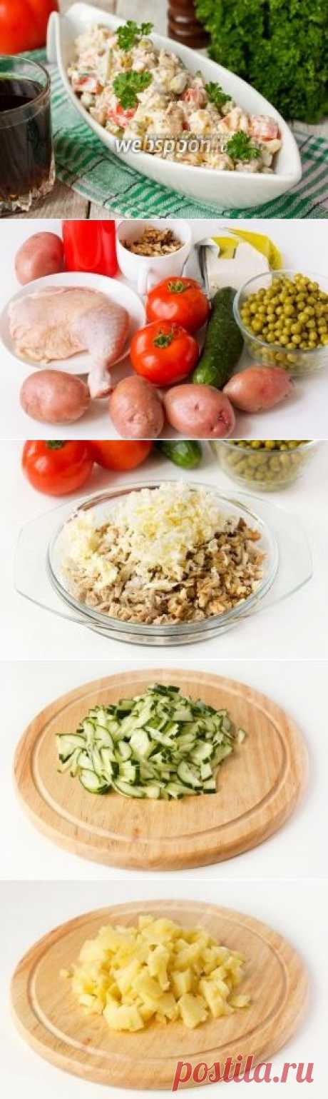 Салат «Боярский» с куриным мясом, овощами и орехами