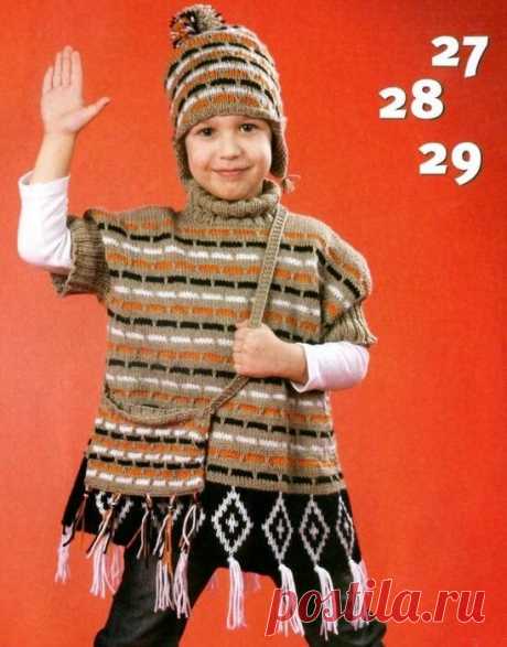 Вяжем маленьким модницам пончо-свитера | Одиннадцать моделей для девочек в стиле кантри | | Вязаный смак! | Пульс Mail.ru