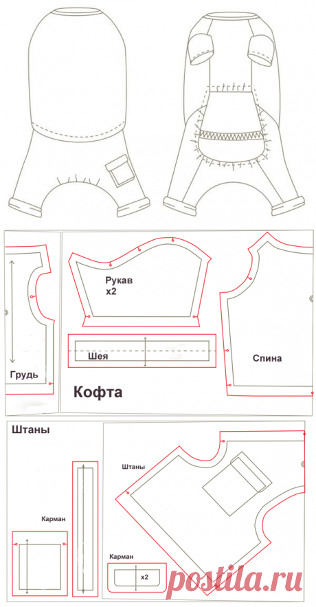 Одежда для собак своими руками: выкройки для больших и маленьких пород, удобный покрой, как сшить комбинезон, жилетку