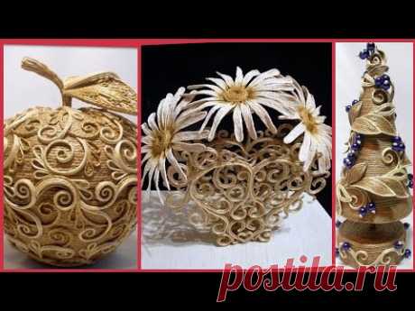 Beautiful jute craft advanced technique decoration ideas - YouTube