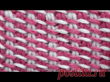 Тунисское вязание - Цветные тунисские узоры - Двухцветный тунисский узор, 2 вариант – Узор №2