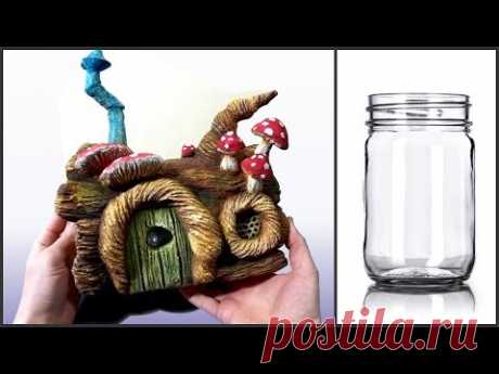 ❣DIY Fairy Garden Log House Jar❣