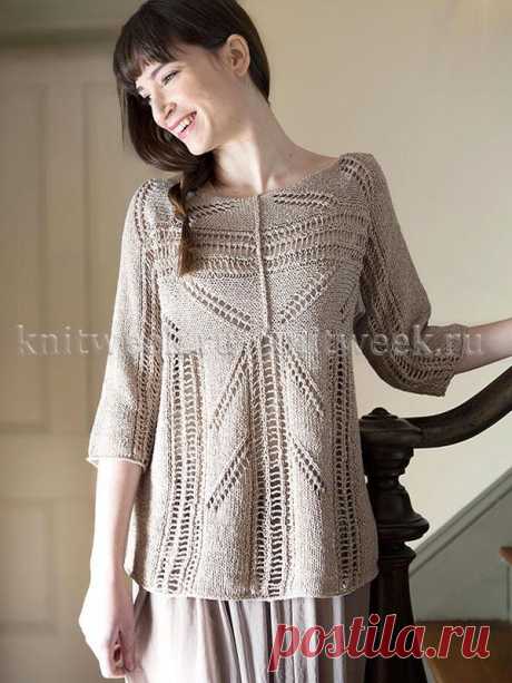 Пуловер с необычной конструкцией на knitweek.ru