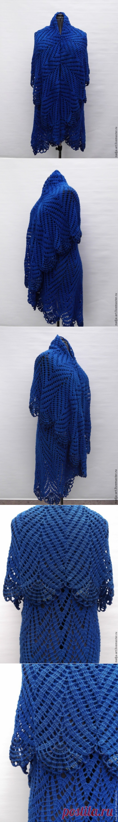 Купить Пальто  Королевская Синяя птица Вязаное Крючком - оригинальный подарок, подарок девушке