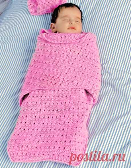Конверт для новорожденного с ажурным узором - схема вязания крючком. Вяжем Спальные мешки на Verena.ru