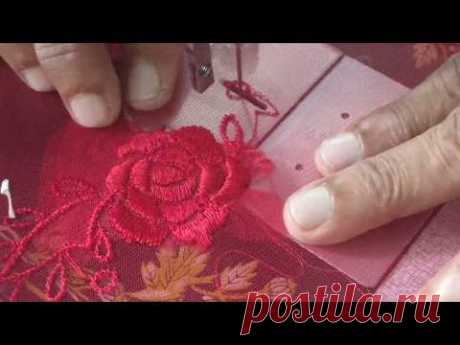 Rose flower using machine embroidery - YouTube