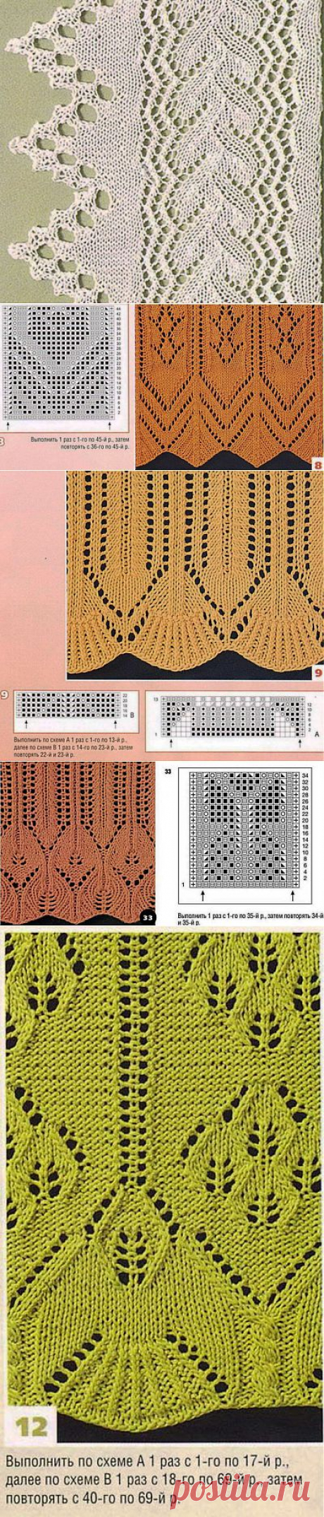 Ажурный край спицами: ажурный край схема вязания | vjazem.ru