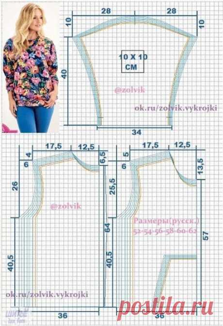 ΒЫΚРОЙΚА СΒИТШОТА НА БОЛЬШИЕ РАЗΜЕРЫ (Шитье и крой) — Журнал Вдохновение Рукодельницы