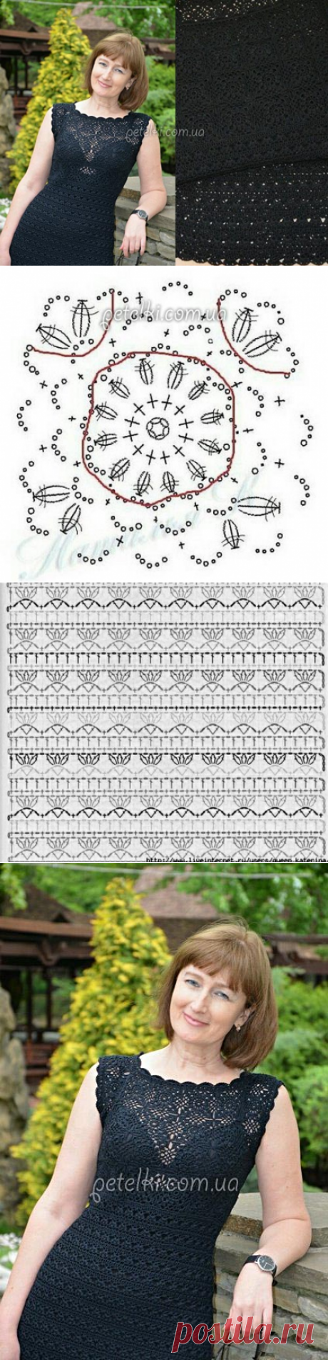 Маленькое черное платье крючком. Схемы