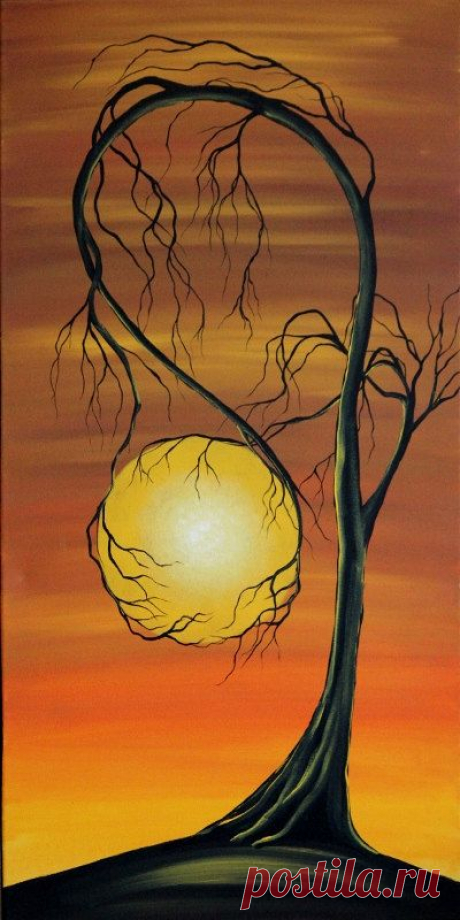 Large Original Landscape Painting-15x30 in-Hold The Dream - Please see close Ups - angiec tree haunting surreal painting