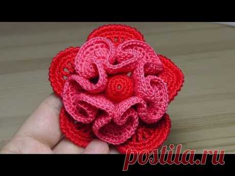 Объёмный ЦВЕТОК  вязание крючком  Crochet flower Tutorial