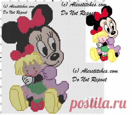 Baby-Minnie-combing-her-doll-cross-stitch-pattern.jpg (3264×2832)