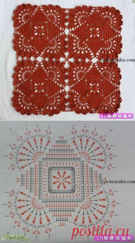 Квадратный мотив крючком схема. Как связать квадратный мотив крючком