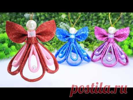Angel From Foamiran😇DIY Christmas Angel Ornaments with Glitter Paper🎄Christmas Tree Toys