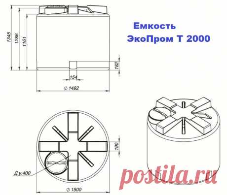 Цилиндрическая пластиковая емкость ЭкоПром T