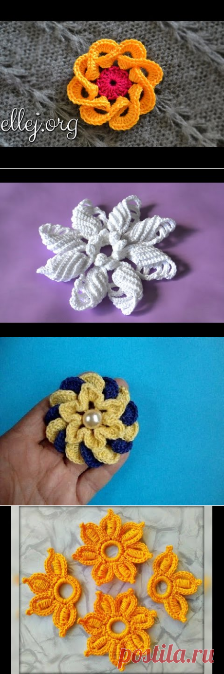 Объемный цветок крючком. Ellej's 3d crochet flower - YouTube