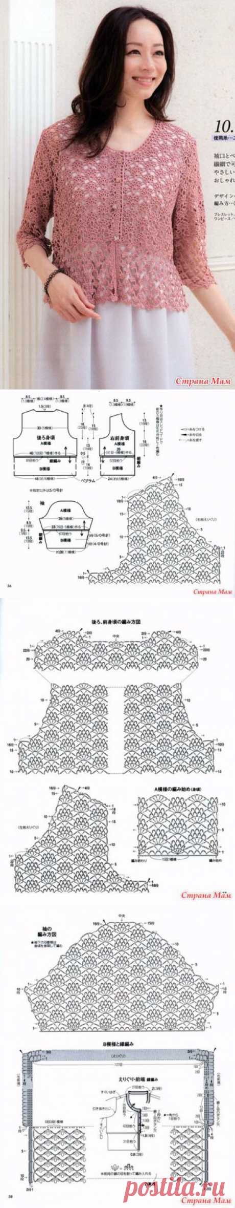 Летний жакет крючком. - ВЯЗАНАЯ МОДА+ ДЛЯ НЕМОДЕЛЬНЫХ ДАМ - Страна Мам