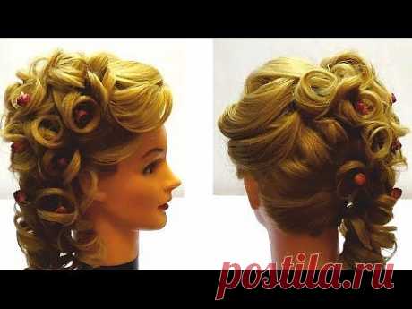 Свадебная прическа на средние и длинные волосы.Прическа на выпускной. Wedding and prom hairstyle - YouTube