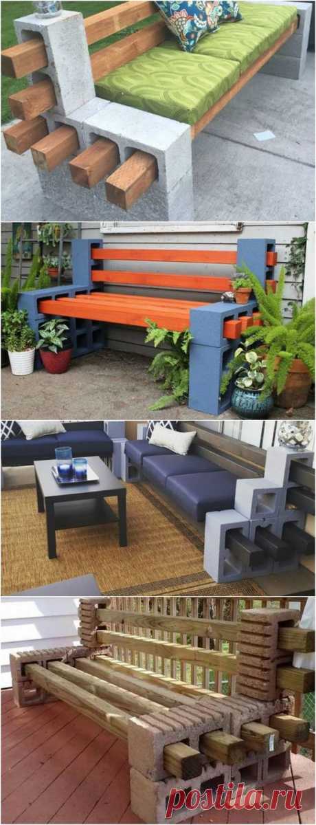 cool How to Make a Bench from Cinder Blocks: 10 Amazing Ideas to Inspire You! #Bench #best #block #cement #CinderBlock #Patio #Recycled #top #Wood…
