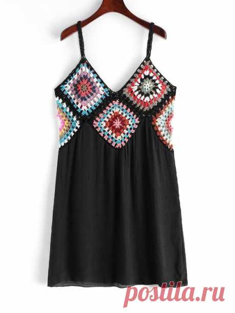 Buy ZAFUL Sexy Female Dresses Colorful Crochet Panel Cover-Up Dress For Women Bikini And Swimsuit Cover Up Vintage Beach Dresses At Akolzol.com