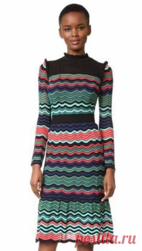 M Missoni Ruffle Neck Midi Dress