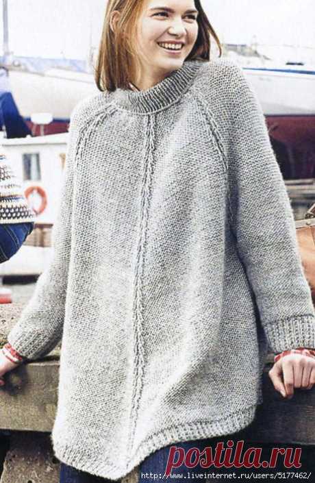 Серый пуловер-пончо