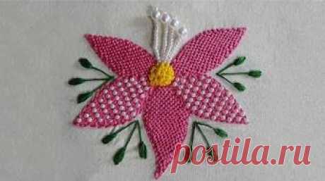 ВЫШИВКА: ШОВ ШТОПКА \ Hand Embroidery: Checkered Flower Stitch - YouTube