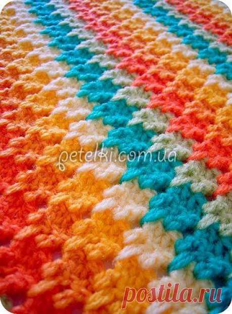 Интересный многоцветный узор - Афганское вязание крючком. Схема, видеоурок