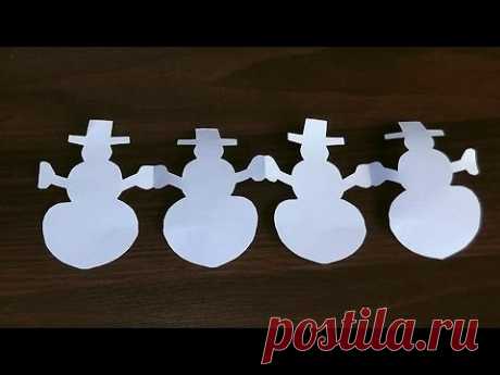How to make a paper snowman [Christmas paper craft garland tutorial easy]