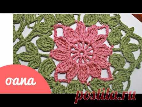 crochet Rose square - YouTube