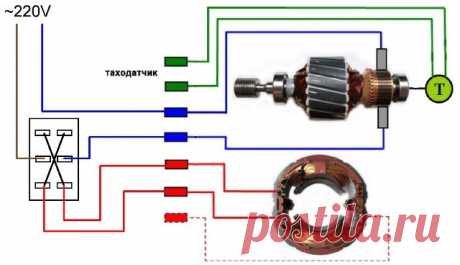 Подключение двигателя стиральной машины автомат к сети 220В: схема, реверс, регулировка оборотов
