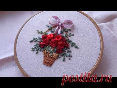 Basket of Roses Hand Embroidery Thread & Ribbon