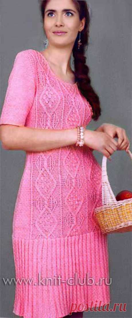 Красивое вязаное платье спицами со схемами для женщин