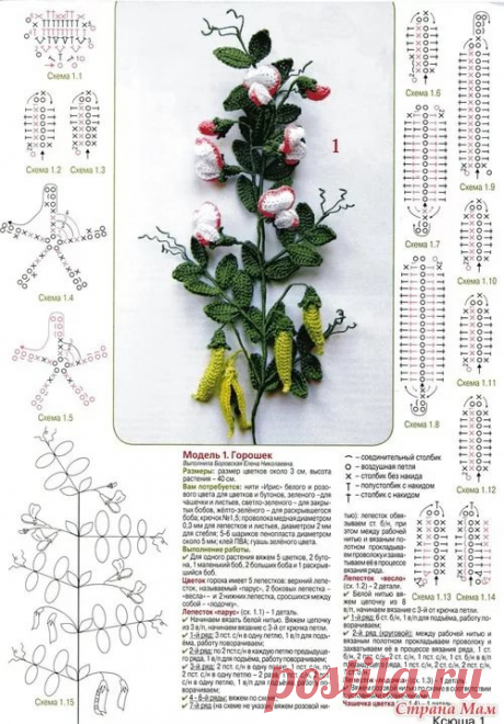 Вязаный цветок гороха крючком: 7 тыс изображений найдено в Яндекс.Картинках