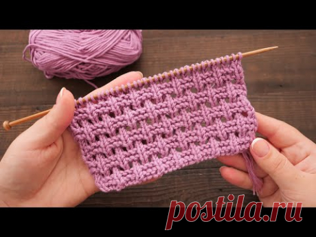 Узор ажурных переплетений спицами 🧺 «Lace Basket» knitting pattern