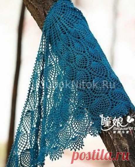 Синяя шаль | Вязание для женщин | Вязание спицами и крючком. Схемы вязания.
