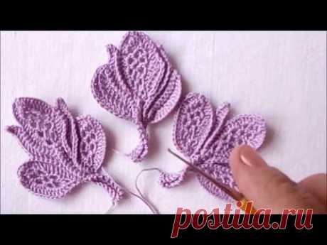 Ажурный листик .вязание крючком,crochet,how to crochet,crochet tutorial